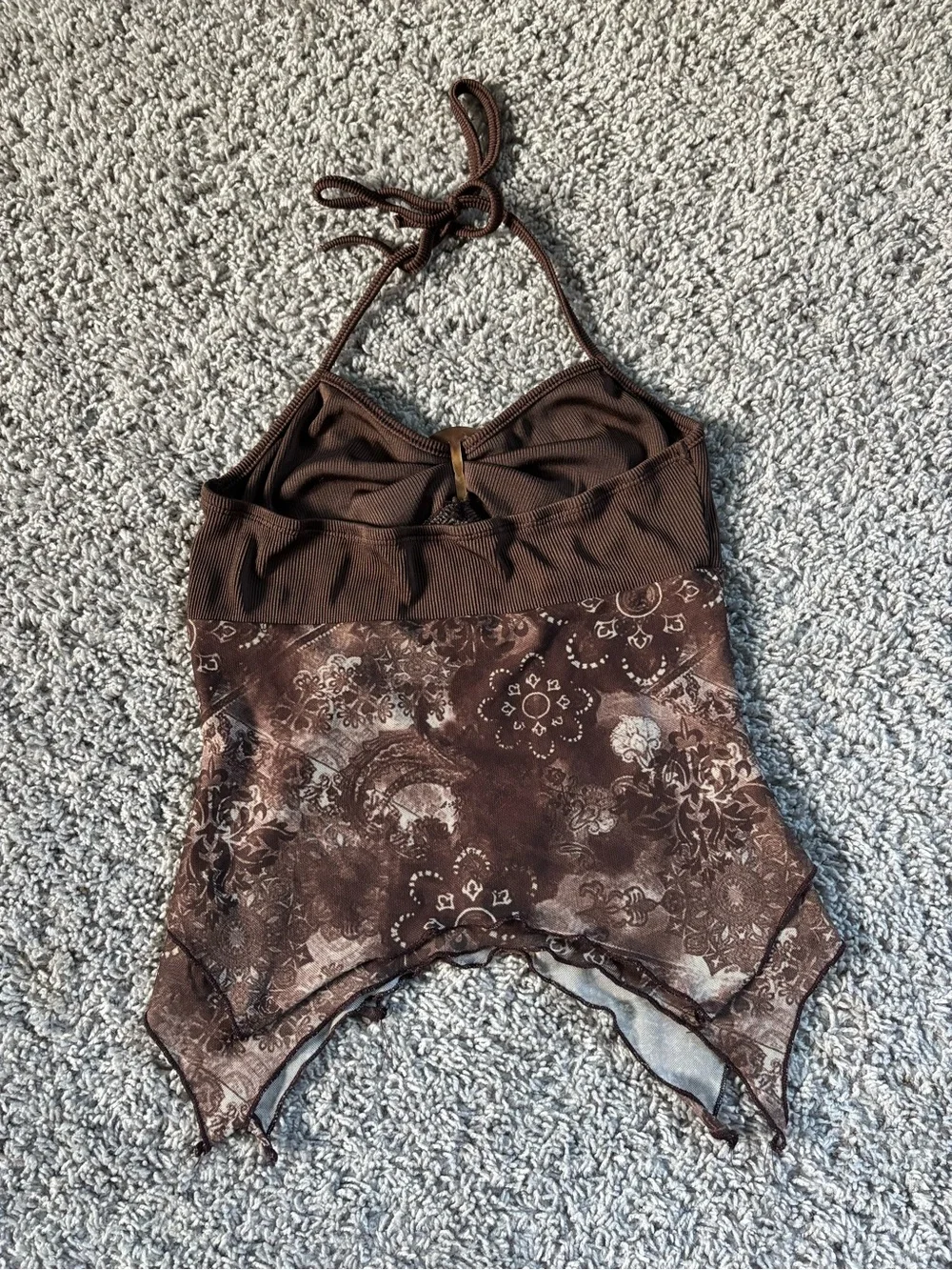 Brown Halter Top with Mesh
